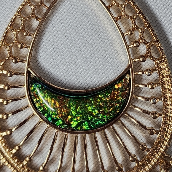 Gold Boho Ethnic Oval Hoop Earrings New - Picture 5 of 7